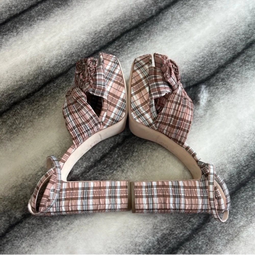 Loeffler Randall Natalia Day Plaid Pleated Platform Sandals Heels